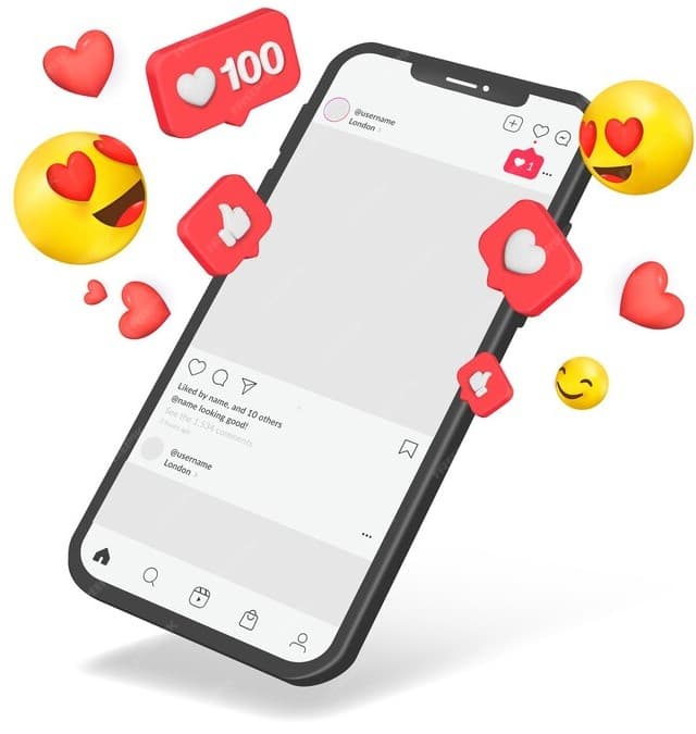 Phone mockup showing social media content